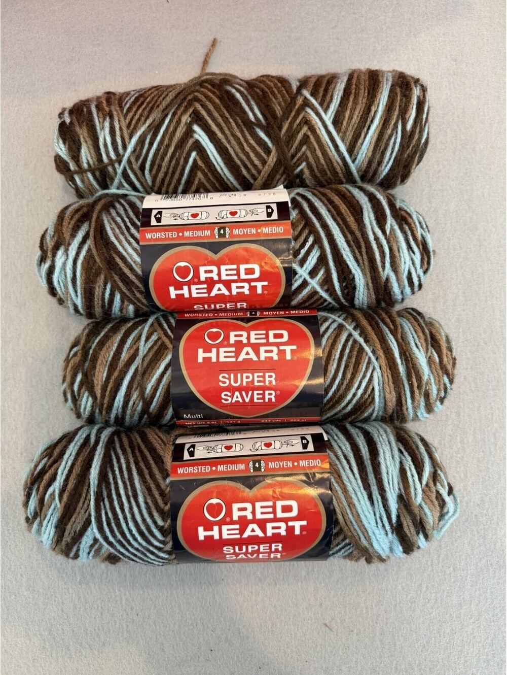 Red Heart Super Saver Yarn “ Earth & Sky” 4 Skeins New Rare